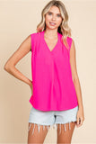 Hot Pink V-Neck Sleeveless Top