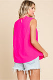 Hot Pink V-Neck Sleeveless Top