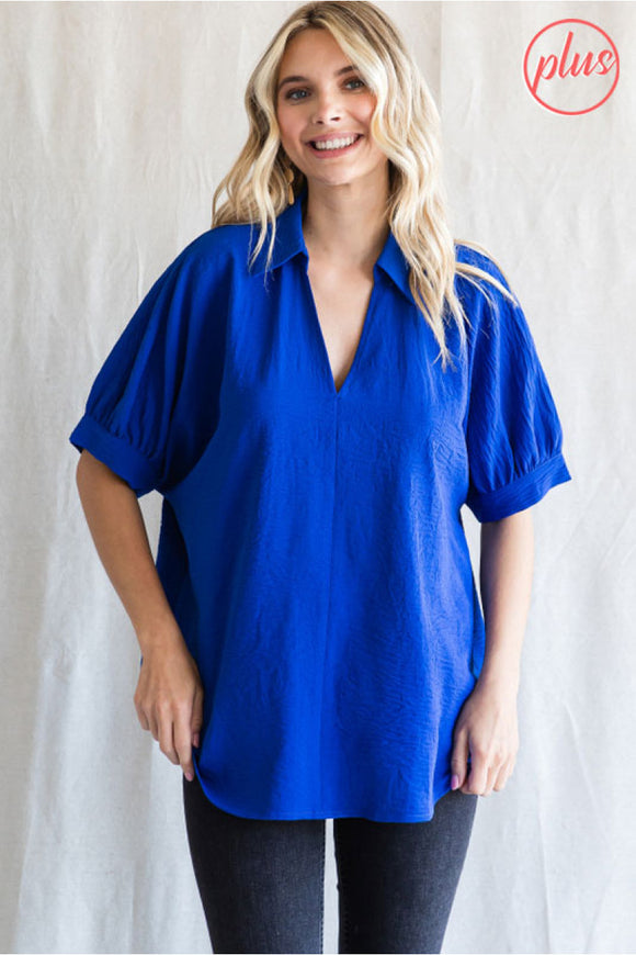 Royal Solid Collared Neck Top