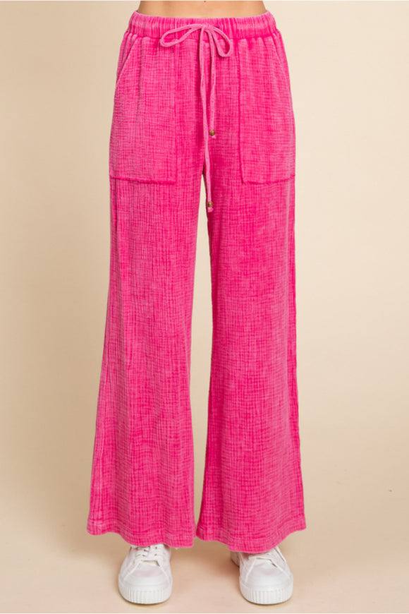 Fuchsia Washing Textured Pants