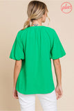 Kelly Green Top w/ Balloon Sleeve