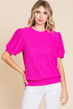 Pink Textured Peasant Sleeve Top