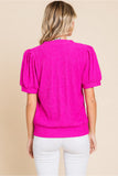 Pink Textured Peasant Sleeve Top