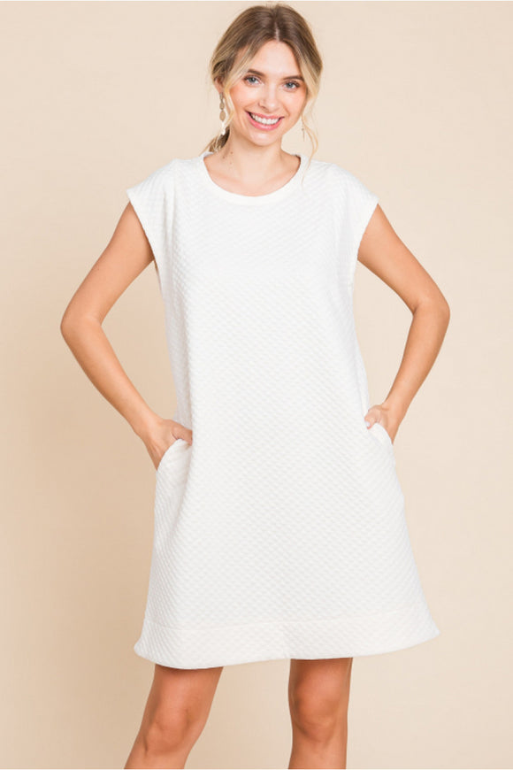 Ivory Embossing Texture Dress
