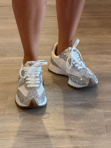 Corky’s No Prob Sneakers- White w/ Clear Rhinestones