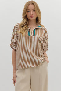 Caramel Stripe Dolman Top T25970