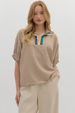 Caramel Stripe Dolman Top T25970