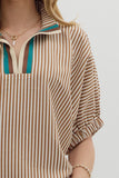 Caramel Stripe Dolman Top T25970