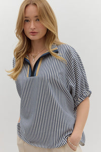 Navy Stripe Dolman Top T25970