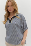 Navy Stripe Dolman Top T25970