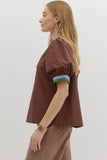 Chocolate Bubble Sleeve Top T26097