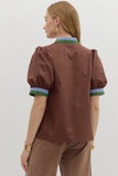 Chocolate Bubble Sleeve Top T26097