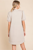 Taupe Textured Dress w/ Pockets