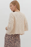 Ecru Solid Knit Sweater T27454
