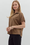Camel Split Collar Top T27518