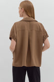 Camel Split Collar Top T27518