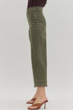 Olive High Waist Embroidered Ankle Pant P26396