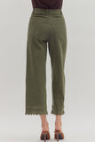 Olive High Waist Embroidered Ankle Pant P26396