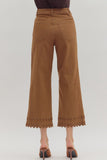 Brown High Waist Embroidered Ankle Pant P26396