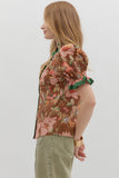 Brown Floral Puff Sleeve Top T27949