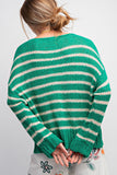 Green Striped Knit Sweater