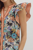 Cinnamon Floral Print Top T28208