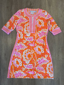 Split Neck Dress-Flora