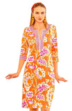Split Neck Dress-Flora