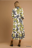 Olive Mix Boho Leafy Print Maxi C5526