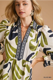 Olive Mix Boho Leafy Print Maxi C5526