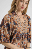 Latte Mix Print Midi Dress K1127