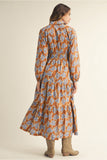 Toffee Tiered Floral Midi Dress H42047