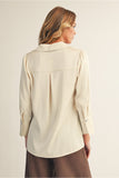 Ivory Satin Top w/ Pearl Button G14817