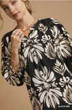 Black Mix Print Floral MIDI Dress K0756