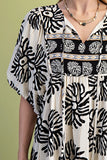 Black Mix Print Dress w/ Neck Tie TG1885