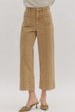 Camel Wide-Leg Ankle Pant w/ Wide Cuff P27096