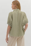 Olive Stripe Print Dolman Top T25970