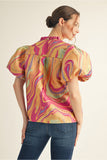 Mustard Mix Puff Sleeve Top G14801