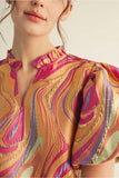 Mustard Mix Puff Sleeve Top G14801