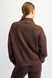 Espresso Modal Scuba Luxe V-Neck Pullover J3103