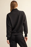 Black Modal Scuba Luxe V-Neck Pullover J3103