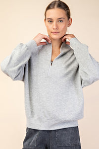 H. Grey Modal Scuba Luxe V-Neck Pullover J3103