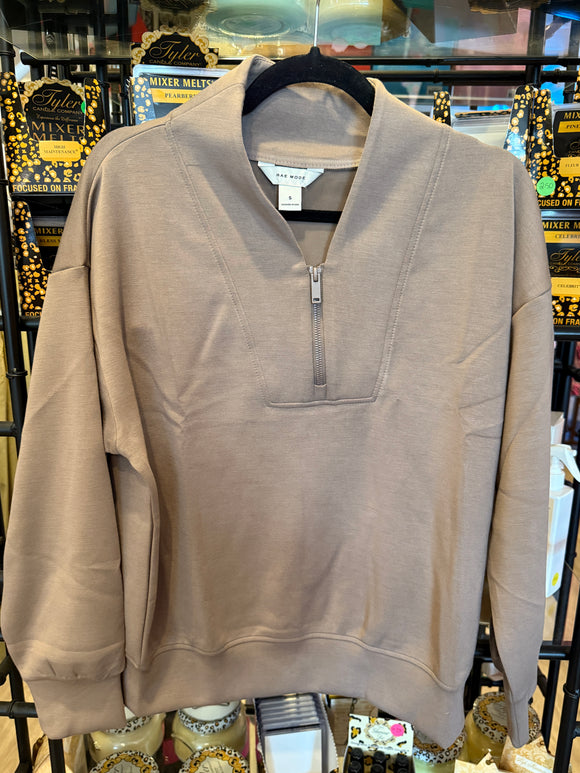 Mocha Modal Scuba Luxe V-Neck Pullover J3103