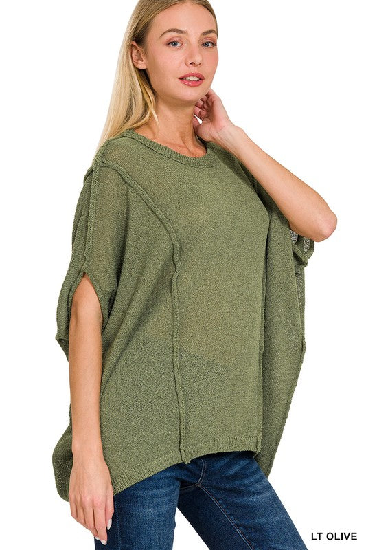 Lt. Olive Drop Shoulder Relaxed Sleeve Sweater