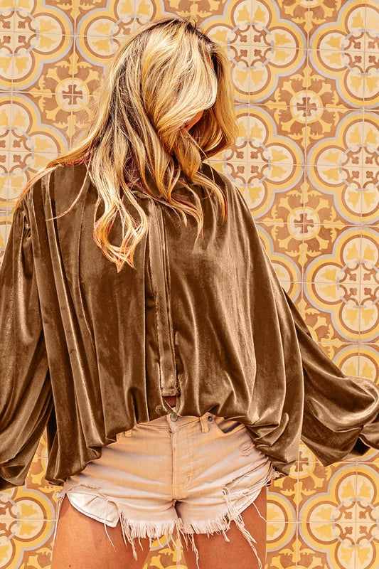 Mocha Gathered Velvet High/Low Top