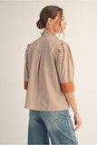 Mocha Stripe Button Top G14076