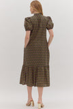 Black Floral Print Midi Dress D28148