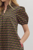 Black Floral Print Midi Dress D28148