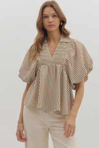 Caramel Stripe Dolman Sleeve Top T28721