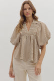 Caramel Stripe Dolman Sleeve Top T28721